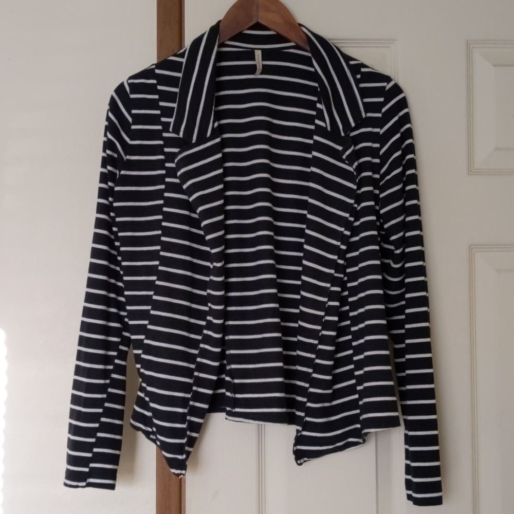 Cotton black and white striped blazer